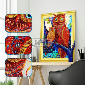 

5D special shape diamond painting owl mother and child icon part rhinestone mosaic animal 3d diamond embroidery 40x50cm home