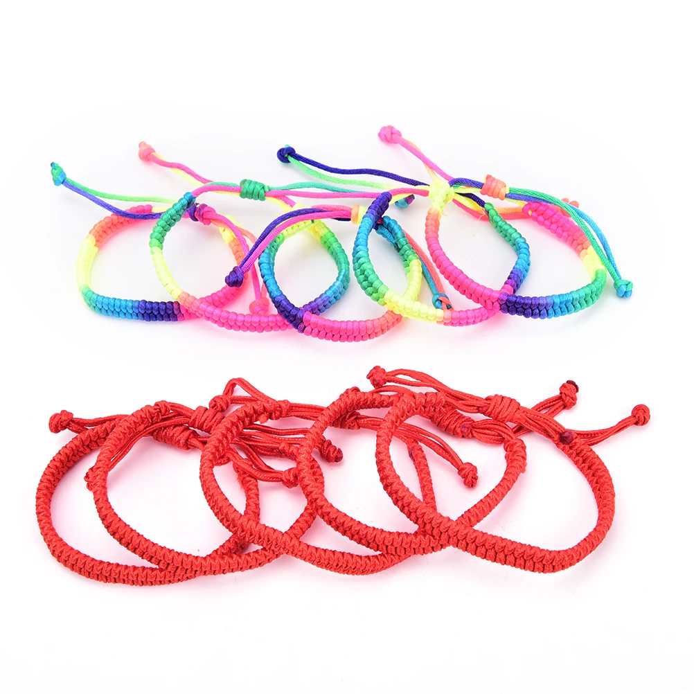 

5Pcs /lot Unisex Jewelry Double Layer Red String Handmade Braided Rope Men Women Hand Strap Charm Bracelet