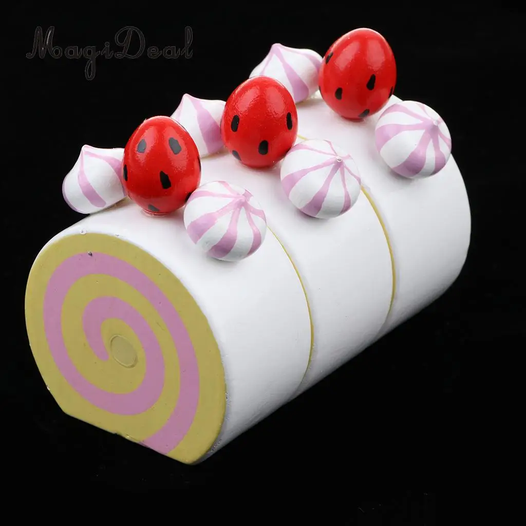 Simulation Wooden Bithday/ Strawberry Cake Kids Food Pretend Cutting Toy Girls Birthday Gift