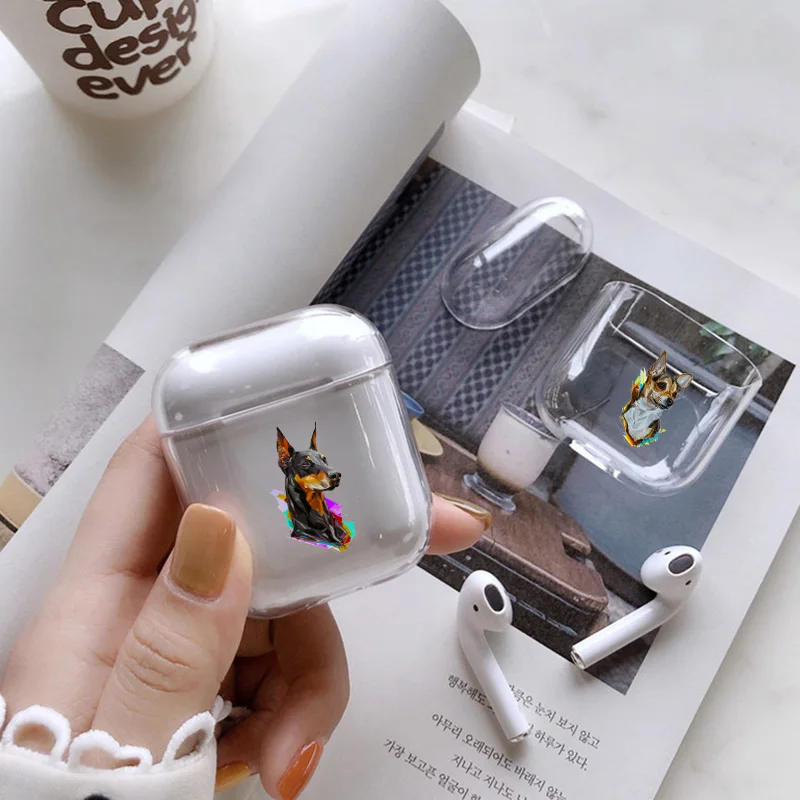 

Case For Apple airpods case Dog Pointer Dobermann Wireless Bluetooth Earphone Case For Airpods Headphone Hard Protective Case