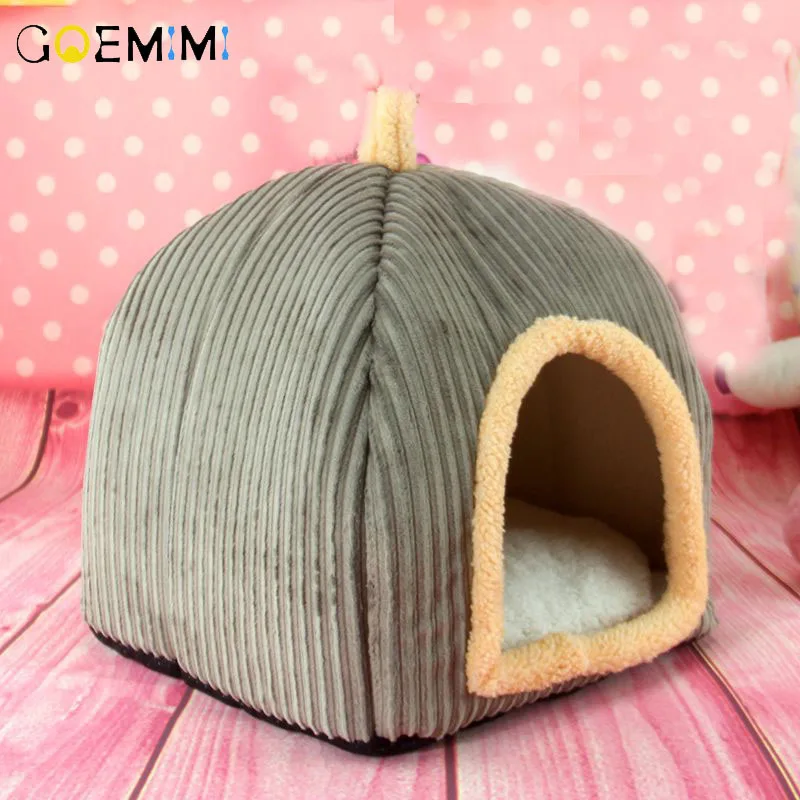  2019 Cat House Foldable Warm Corduroy Small Dog House Pet Cat Dog House Kennel Puppy Cave Sleeping 