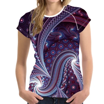 

FORUDESIGNS 2019 Summer Women T Shirt Casual Paisley 3D Pattern Short Sleeve Tshirt for Lady Female Breathable O-neck Tops Tee