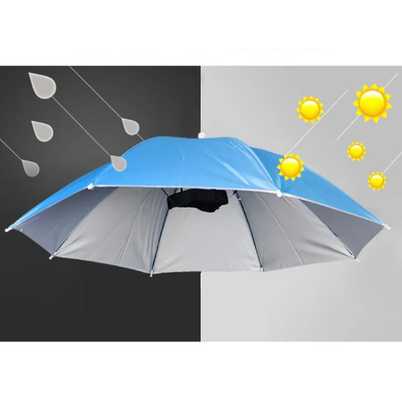 Parasol Head Umbrella Hat Foldable Free Hands Outdoors Waterproof Multi-shapes Headwear Shade Hiking Fishing Camping