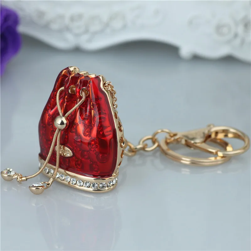 

Crystal Rhinestone Alloy Keychain For Women Handbag Trinket Porcelain Fused Large Bag Key Ring Car Key Holder Chaveiro