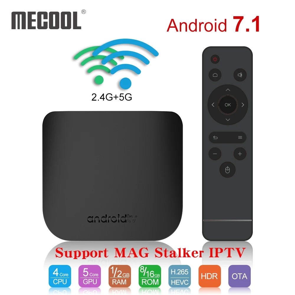 MECOOL M8S Plus X Smart 4K Android 7 1 ТВ приставка Amlogic S905W четырехъядерный 1G 8G 2 4G/5G WiFi 100 Мбит/с