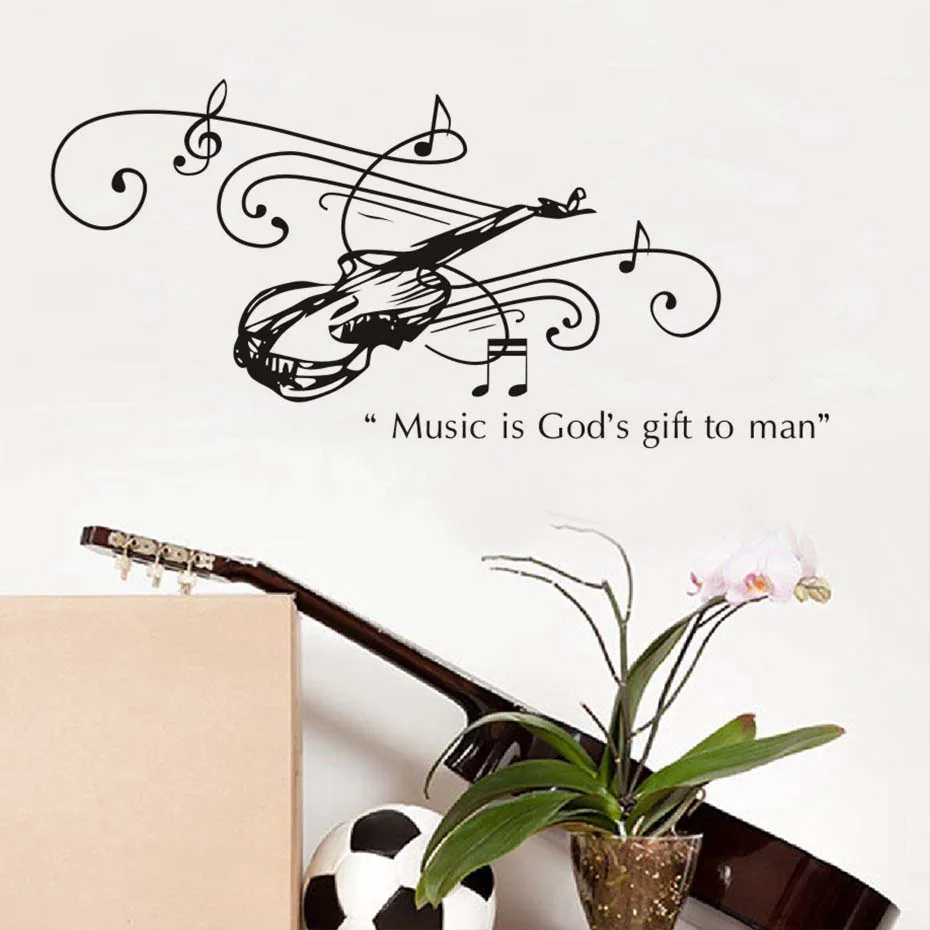 Music Is God'S Gift To Man Guitar Wall Stickers For Kids