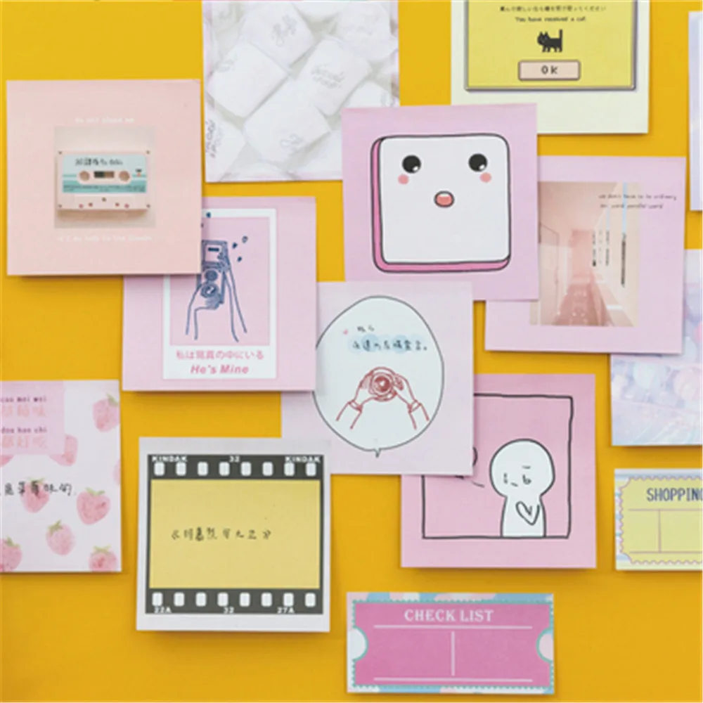 

30Pcs/Pack Fashion Pink Series Sticky Notes Kawaii Memo Pad Scrapbooking Journal Sticker Flakes Paper Bookmark Korean Stationery