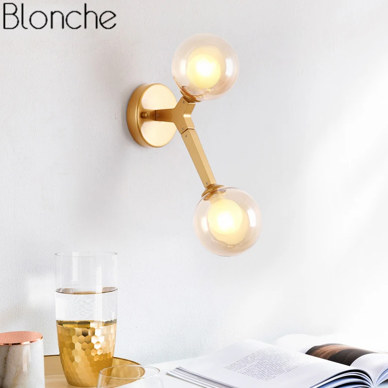  Modern Glass Wall Lamps Gold Wall Sconce Light Fixtures for Living Room Bedroom Bedside Lamp Home L - 32962113209