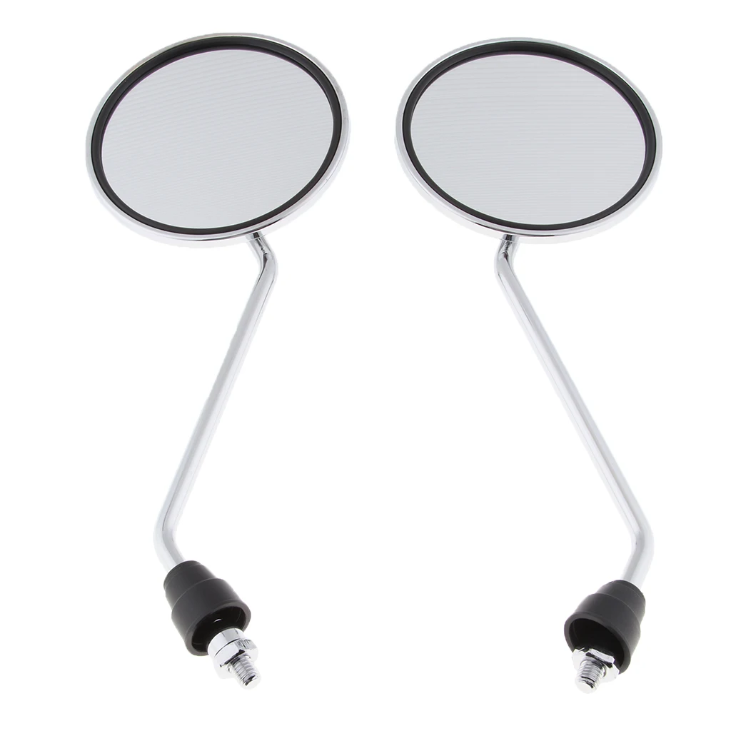 1 Pair Chrome Round Rearview Side Mirrors for Motorcycle Scooter 8mm Motorcycle Round Rear View Mirrors