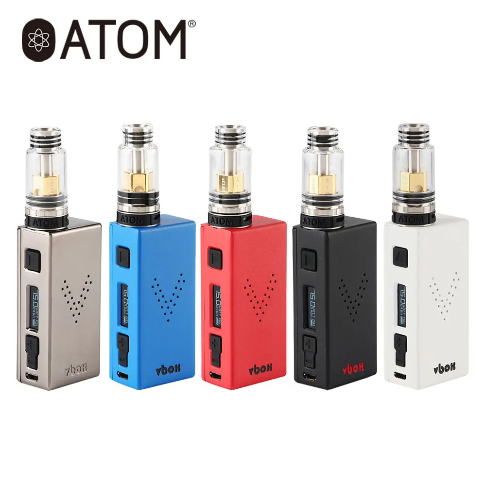 

Original 75W AtomVapes V-BOX TC Kit with Metropolis Mini Tank 2ml Capacity & Side V-shape Vent Holes Design E-cigarette Vape Kit