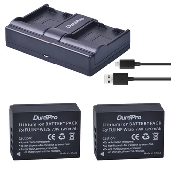 

DuraPro 2Pcs NP-W126 NP W126 Rechargeable Battery + USB Dual Charger For Fuji HS50 HS35 HS33 HS30EXR XA1 XE1 X-Pro1 XM1 X-T10