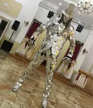Зеркало Моды Костюмы событие для вечеринок зеркало робот костюм ослепительно костюм Для Мужчин Светоотражающие этап одежда для представлений наряд
