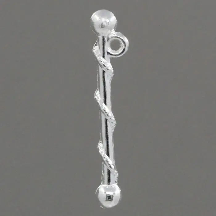 Doreenbeads Fascino Pendenti Con Gemme E Perle Majorette Baton D'Argento Di Colore 26X3.5Mm,30Pcs
