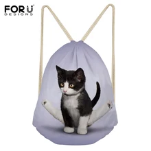 FORUDESIGNS/женская сумка на шнурке, сумка на плечо для 3D йоги, кошки, собаки, с принтом, милая Повседневная сумка для девочек, легкая Детская сумка