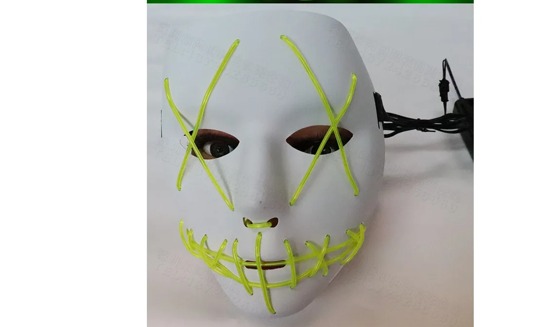 11 Цвета Хэллоуин Страшные Led маска Косплэй EL провода Led костюм маска EL Wire свет чистки фильм - Цвет: Флуоресцентный зеленый