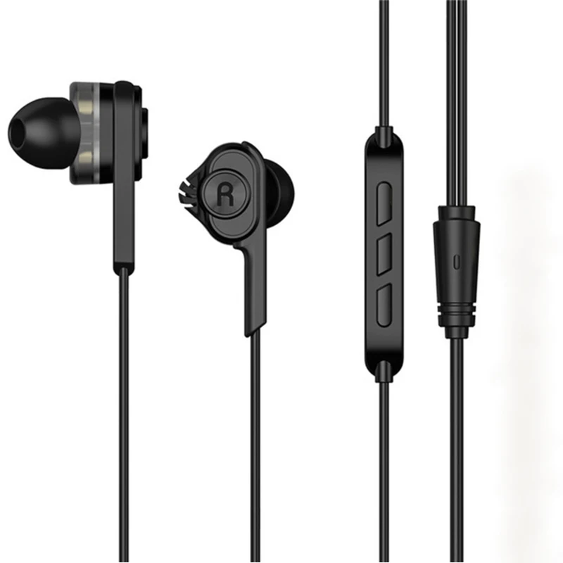 UiiSii BA-T6, два драйвера, тяжелый бас, Hi-Fi стерео наушники, шумоподавление, проводные наушники-вкладыши с микрофоном, гарнитуры для Iphone redmi, ПК - Цвет: black