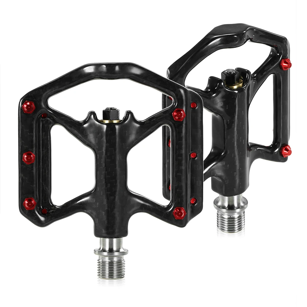 Ultra Light Bike Pedals Lightweight Carbon Fiber Platform Pedals Three
