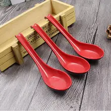 DHL 100 шт./компл. красные, черные Цвет дома столовые приборы японский Пластик чаша суп каша ложка