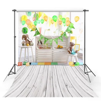 

Vinyl Photo Backdrop Balloons Bear happy birthday newborn children Party Customized Photography Backdrops For Photo Studio