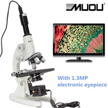 Высококачественный Профессиональный USB Биологический микроскоп, 40X-1600X увеличение HD мощный микроскоп MUOU стерео микроскоп