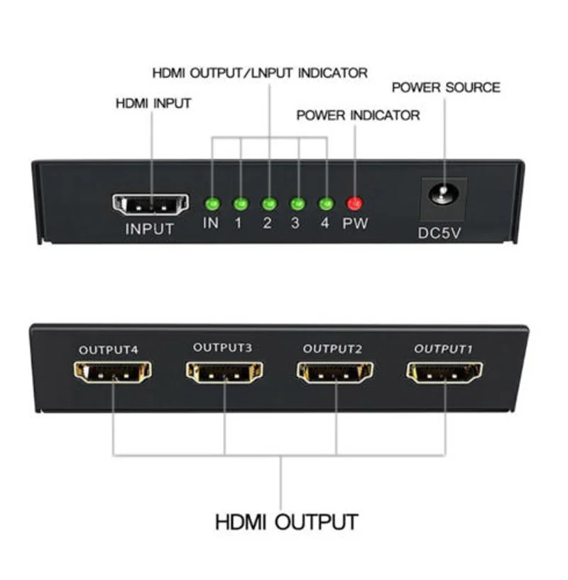 HDMI Splitter коробка 1 в 4 из HDMI Splitter усилитель концентратор ретранслятор HDCP 3D Full HD 1080p 4k двойной дисплей для HDTV DVD PS3 Xbox