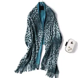 Женский кашемировый шарф с леопардовым принтом, зимняя теплая шаль, модная Лоскутная бандана, женские утепленные шерстяные шарфы