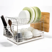 Стеллаж для мисок сушилка 304 нержавеющая сталь кухня БЫТОВОЙ двухслойная Сушилка Полка хранения wx8141142