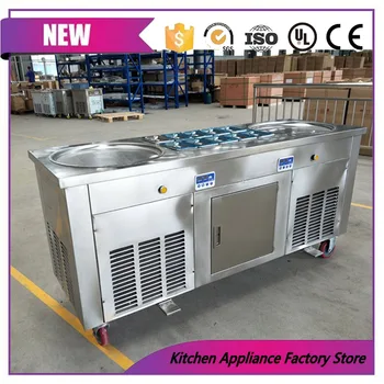 

Automatic 45 cm round ice pan with 10 topping tanks fried ice cream roll machine