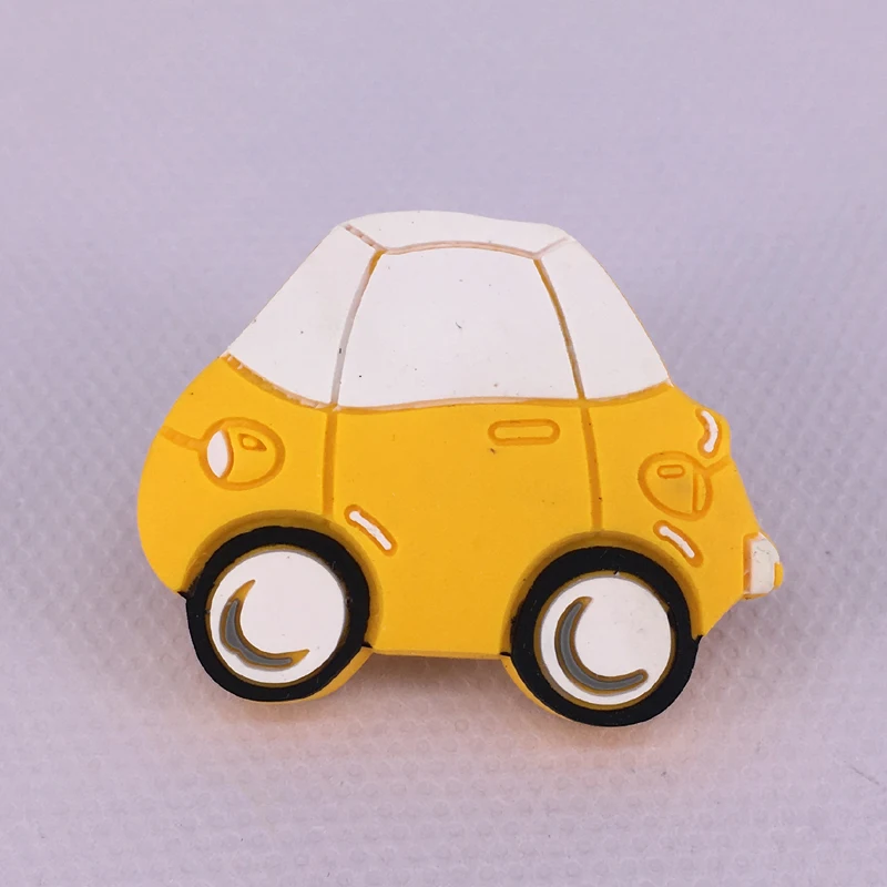 Yellow car Kids Dresser Knobs Children Pulls Knob Handles Soft Rubber Furniture Knob Chest Pull