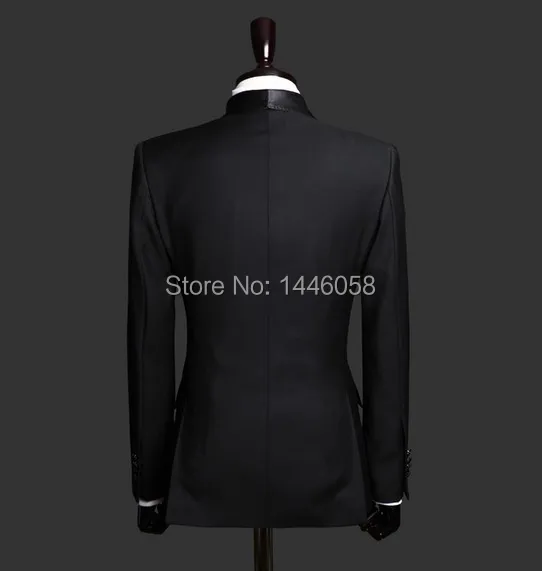 Лидер продаж женихов для мужчин черный двубортный костюм жениха свадебные костюмы смокинги для пиджак для жениха+ брюки