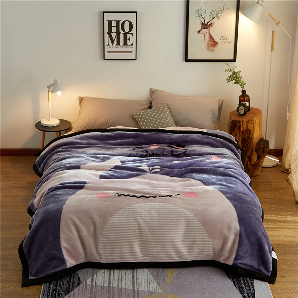 

2018 Pink Whale Grey Soft Winter Print Thick Blanket Little Throws Raschel Microfiber Plaids Bedsheet Polyester