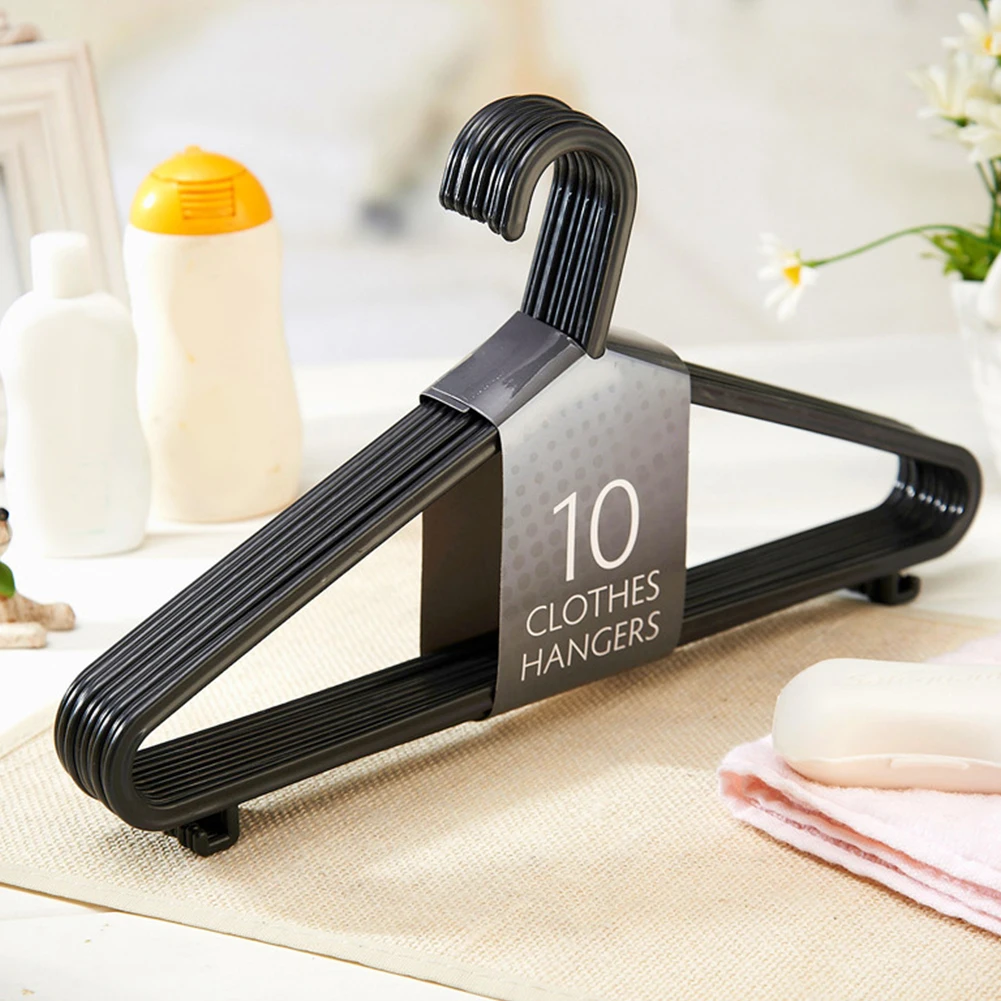 

10pcs/lot Black Adult Clothing Hanger Multifunctional Plastic Hangers Household Clothes Dress Organizer Dry Clothes Hanging Rack