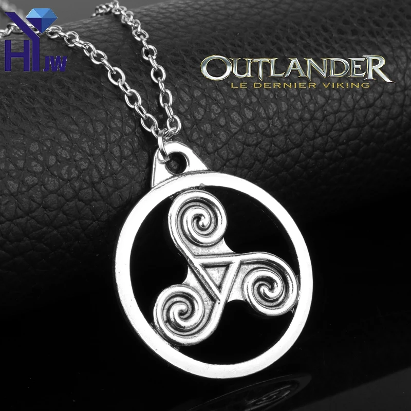 

HEYu Outlander Antique Holy Trinity Symbol Celtic Border Trinity Knot Cross Triskele Scottish Irish Friendship Pendant Necklace