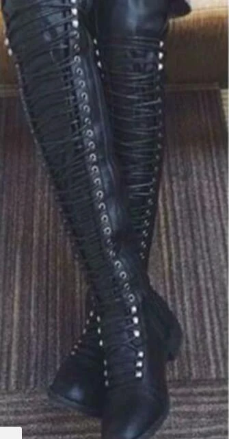 Женские сапоги на низком квадратном каблуке с боковой молнией; большие длинные сапоги; Простые color34-43 - Цвет: Черный