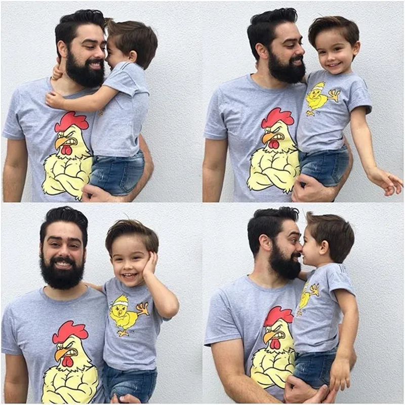 Одинаковые футболки для всей семьи «Папа и сын», «Папа и я», «курица», топ с короткими рукавами, летняя верхняя одежда для всей семьи, H0092