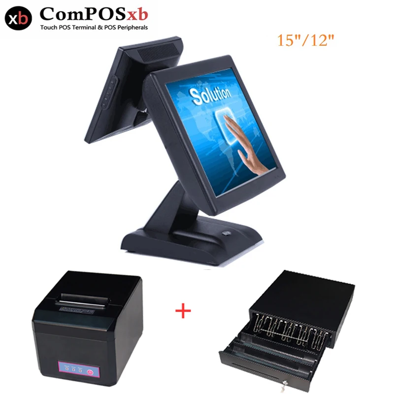 

Pos system Hight Speed Core I5 Processor cash register Dual Screen 4G RAM 128G SSD All In One PC For restaurant supermarket