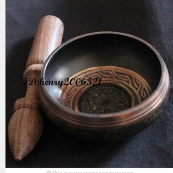 

coleccionables bastante Superb tibetano anillo cuenco antiguo del real de plata tibetana China wholesale factory Bronze Arts