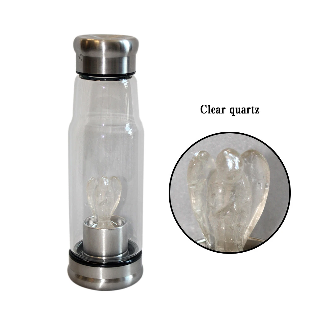 Кварцевый драгоценный камень кристалл стекло эликсир бутылка для воды точка ручной резной 2 дюймов Ангел Кубок кристалл палочка gif - Цвет: F Type