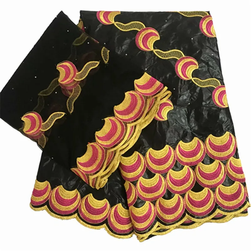 

African fabric Bazin riche fabric tissu cotton embroidered Bazin riche with tulle lace set African lace fabric KY062209
