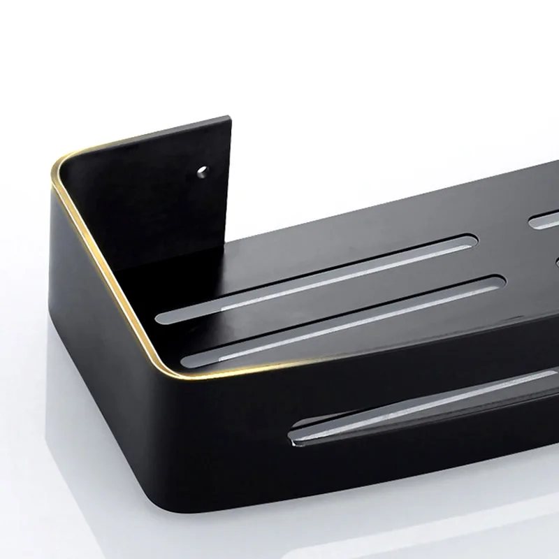 Decorative Wall Corner Basket Shelf Vintage Style Bathrooms Shelve Mounted Black Bathroom Rack Storage Bathroom-shelf ASG0005