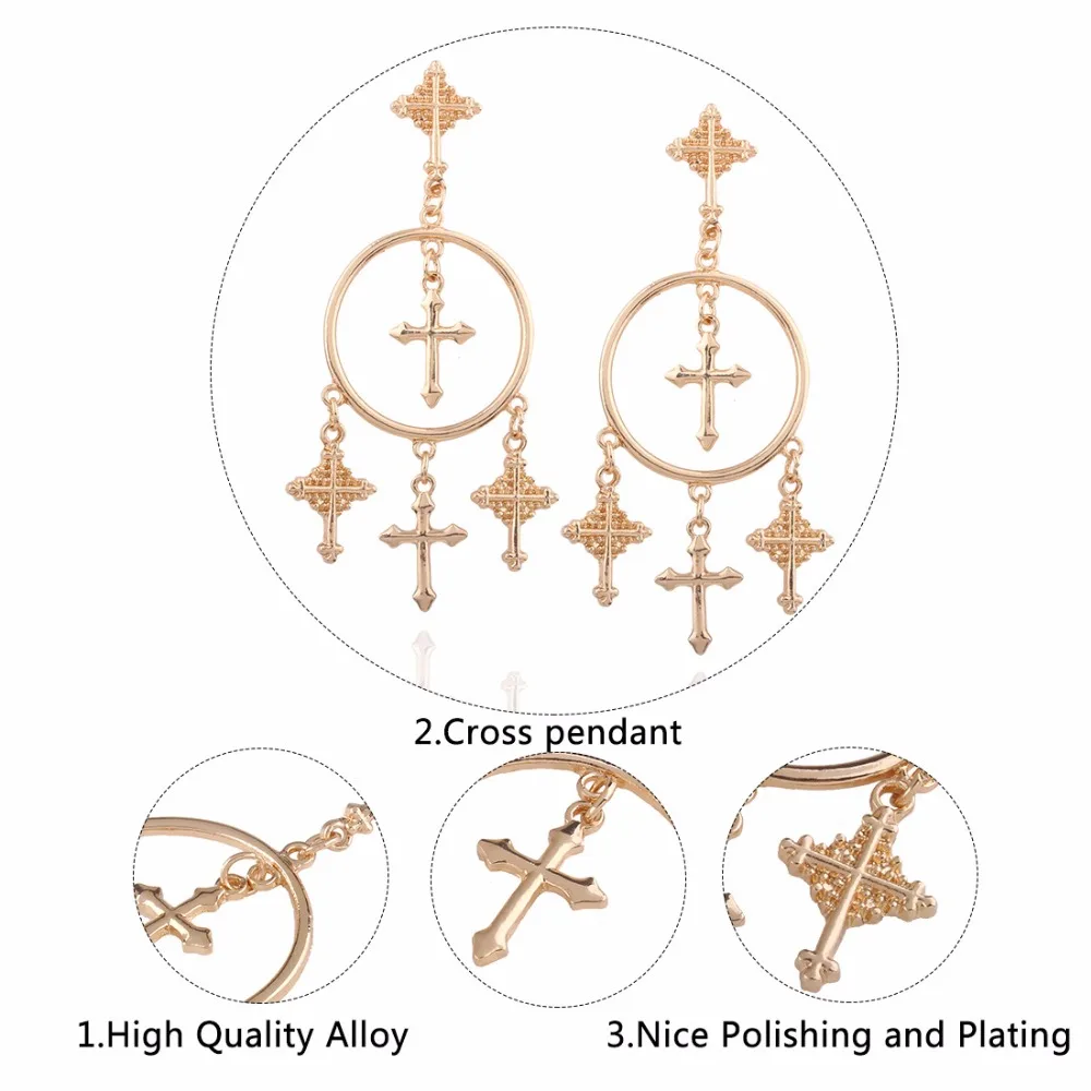 RscvonM, новая мода, несколько крестиков, висячие серьги, ювелирные изделия, Ретро стиль, золотой цвет, крест, люстра, серьги для женщин, лучший подарок