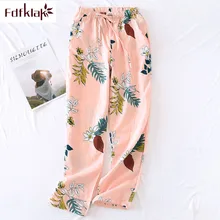 Fdfklak новые хлопковые пижамы брюки длинные женские брюки принт lounge одежда пижамы брюки весна лето тонкие брюки для женщин