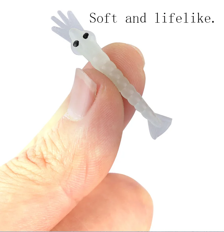 

100PCS Mini luminous soft bait worm lures 40MM soft bait shrimp simulation shrimp bionic Lure Artificial Bait Alice mouth lore