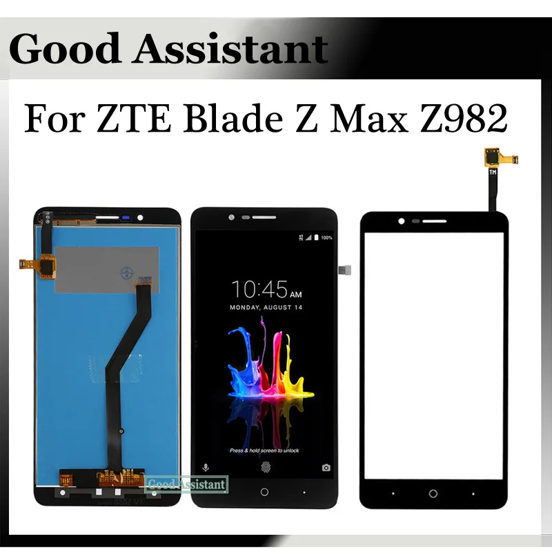 100% черные туфли высокого качества 6.0 дюймов новый для ZTE лезвия З Max Z982 ЖК дисплей