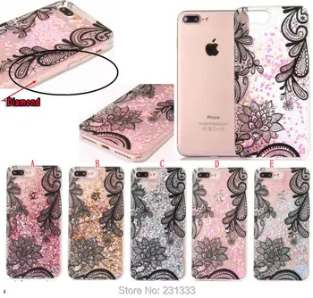 

C-ku Liquid Quicksand Diamond Glitter TPU PC Hard Case For Iphone 7 Plus I7 7PLUS 6 6S I6 Flower Bear Heart Cartoon Skin 50pcs