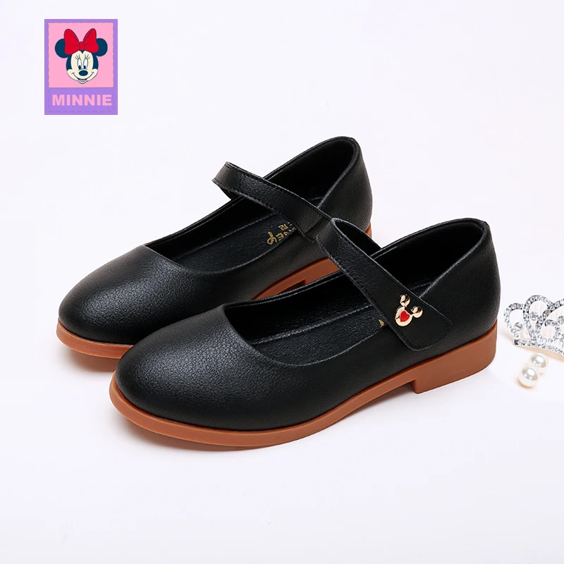 

Disney children's leather shoes girls spring autumn leather casual shoes comfortable breathable student shoes for kid size 26-37