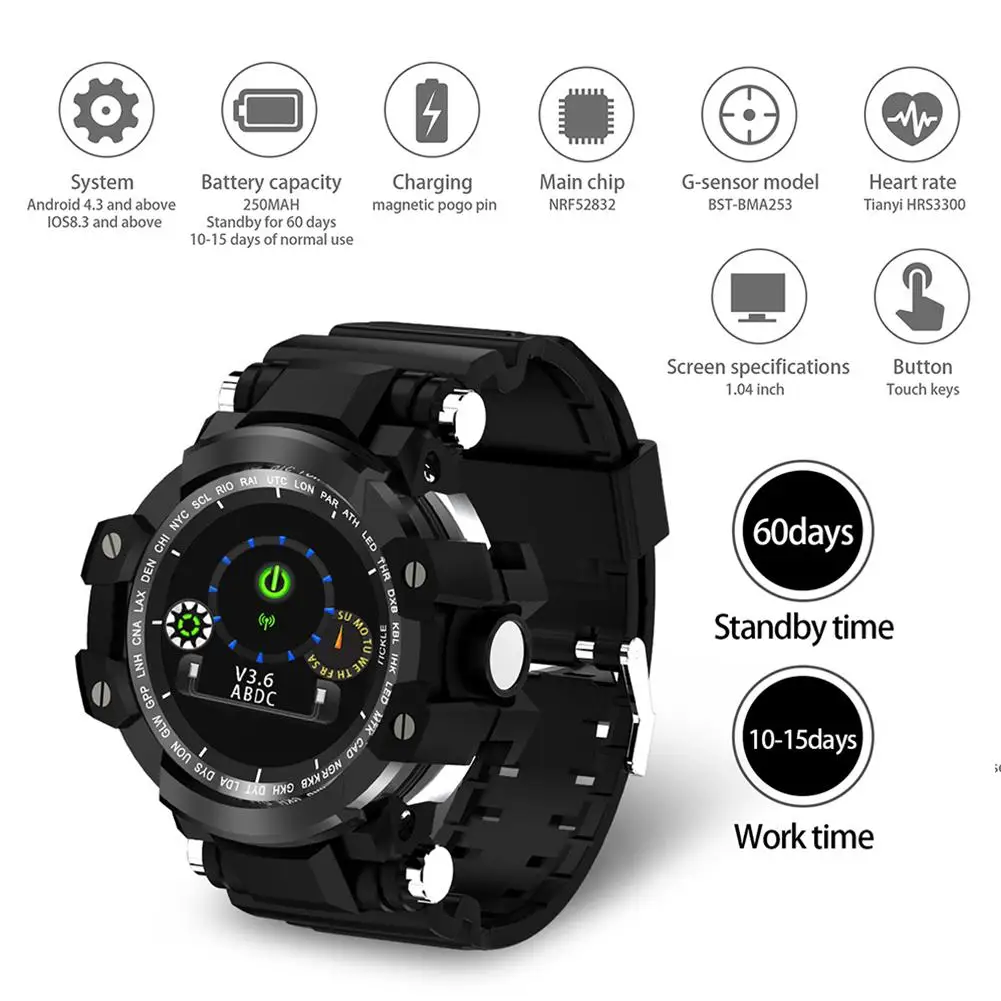 

Sports Smart Watch 1.04 Inch IP68 Color Screen Bluetooth Camera Three Anti-smart Outdoor Sports Watch Men Gift