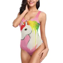 Радужный Единорог купальник женский цельный купальник с 3D принтом купальный костюм Монокини Бикини обтягивающий комбинезон женский купальный костюм