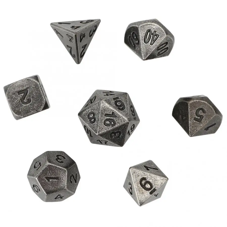 

7pcs Metal Multi Side Polyhedral Dice Durable Wonderful Board Game Toy For Kids Toys Toy
