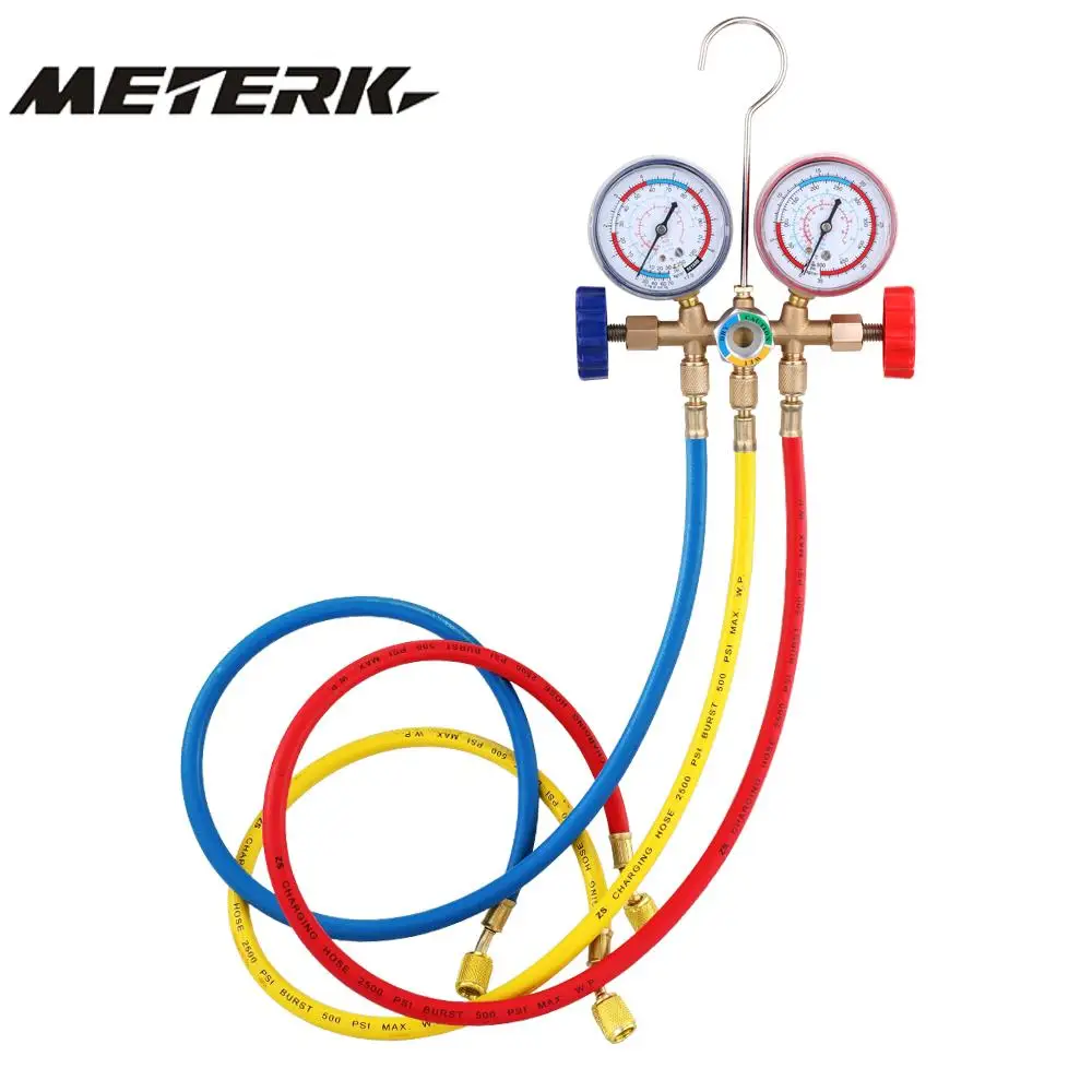 

Refrigerant Manifold Gauge Set Air Conditioning Tools with Hose and Hook for R12 R22 R404A R134A Air Condition Refrigeration